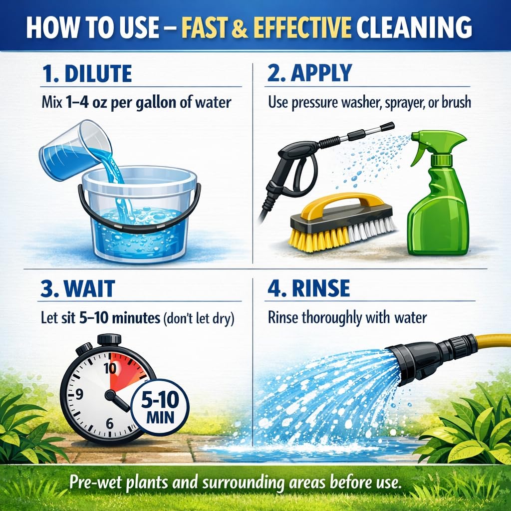 Theochem OXYPro Total Wash Outdoor Cleaner Concentrate for Pressure Washer - House Wash for Vinyl Siding, Deck, Concrete Driveway, Roof - Makes 32