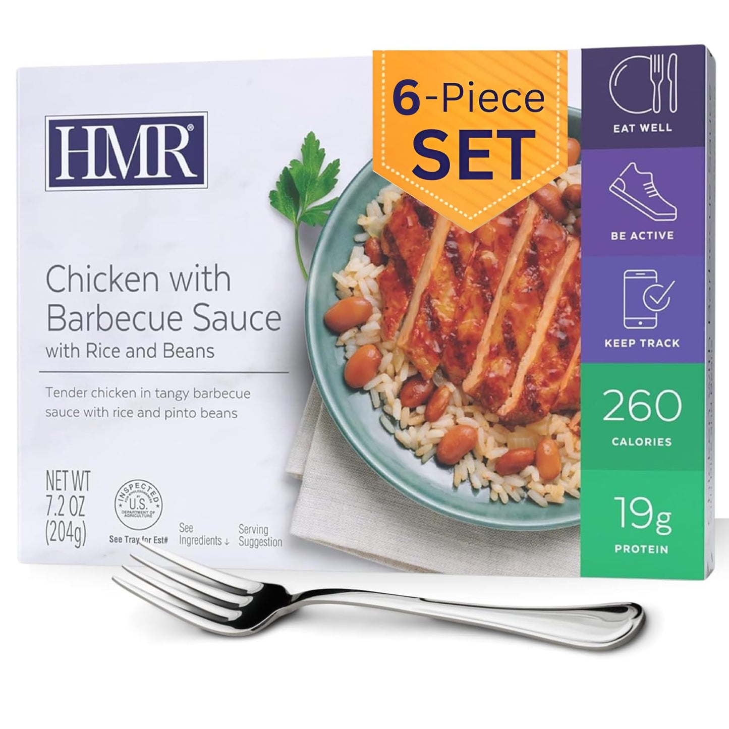 HMR Chicken with Barbecue Sauce Entrée | Prepared Meal Ready to Eat, Shelf-Stable | 19g Protein, Low-Calorie Pre-Packaged Lunch or Dinner | 7.2 oz