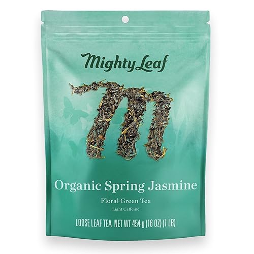 Mighty Leaf Organic Spring Jasmine Green Tea - 1 lb Bulk Loose Leaf Bag - Lightly Caffeinated Premium Whole Leaf Green Tea Naturally Scented