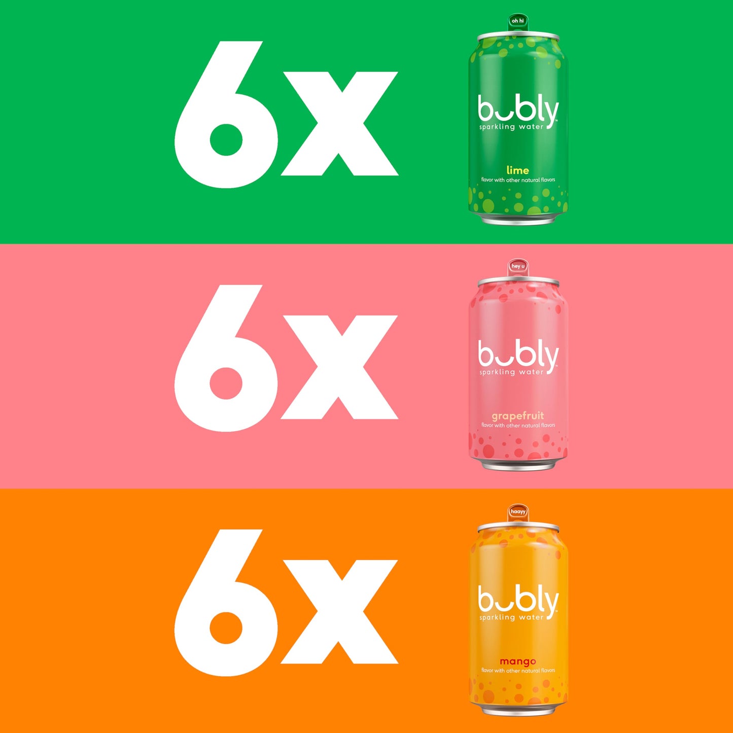 bubly Sparkling Water, Tropical Thrill 3 Flavor Variety Pack (Lime, Grapefruit, Mango), Zero Sugar & Zero Calories, Seltzer Water, 12 Fl Oz Cans (Pack