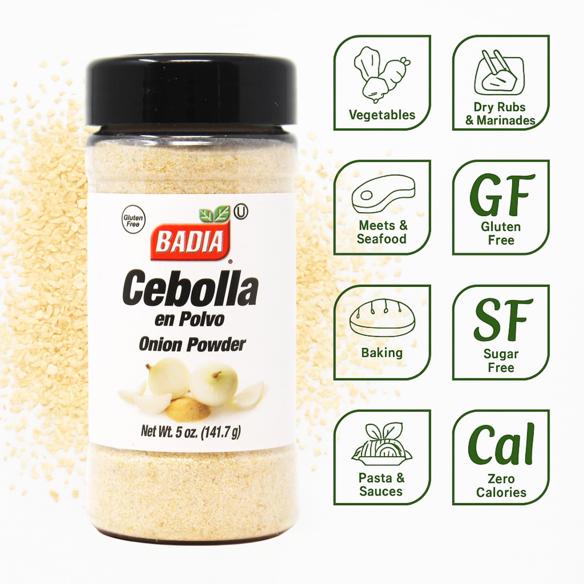 Badia Onion Powder, 5 oz - Cebolla En Polvo, Savory Flavor Enhancer for Soups, Sauces, Meats & Everyday Cooking