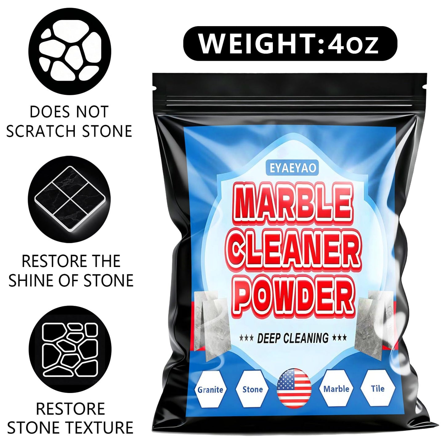 Eyaeyao Granite Countertop Cleaner Powder, Marble Cleaner Powder, Marble Polishing Powders, Watermarks Remover, Stain Remover For Granite, Stone