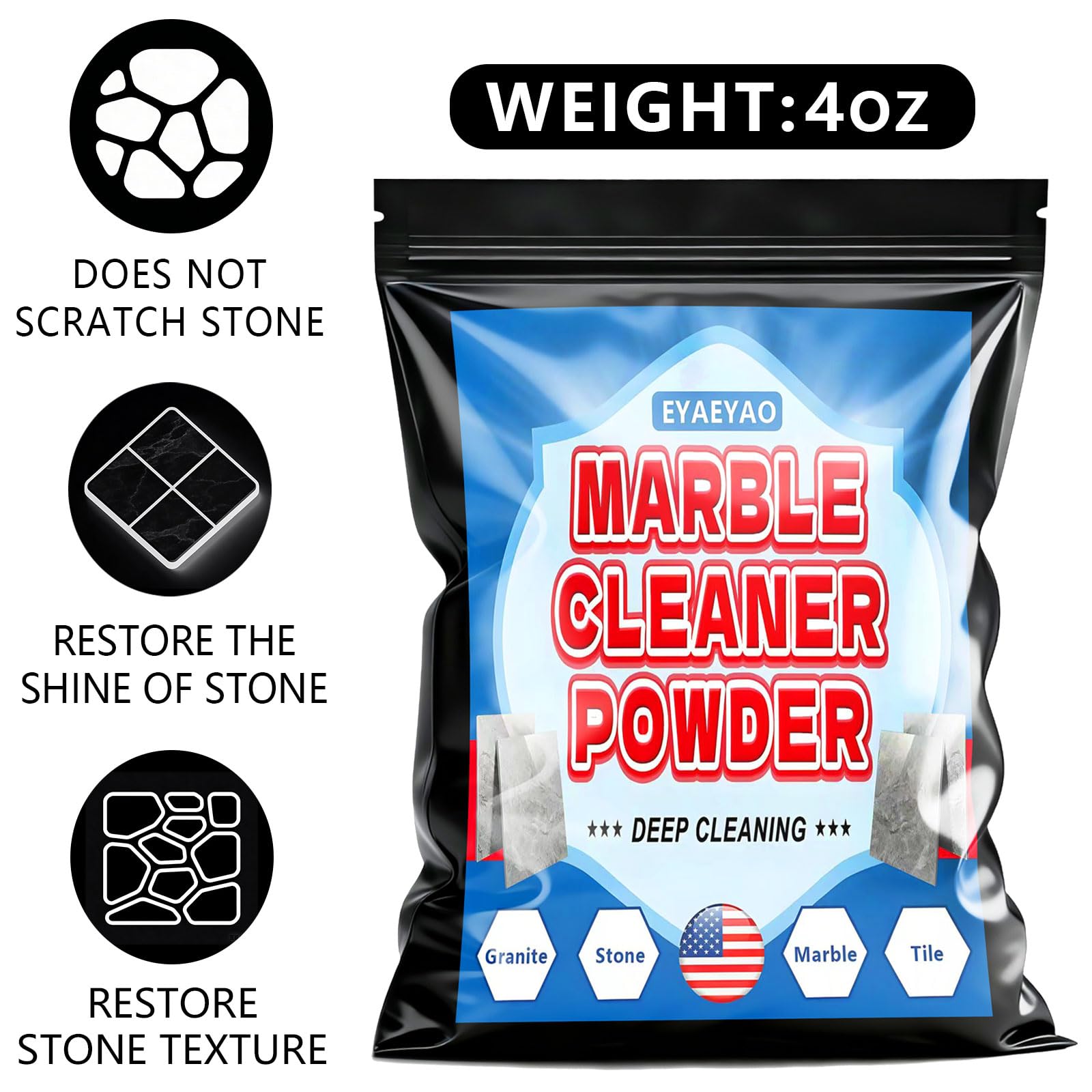 Eyaeyao Granite Countertop Cleaner Powder, Marble Cleaner Powder, Marble Polishing Powders, Watermarks Remover, Stain Remover For Granite, Stone