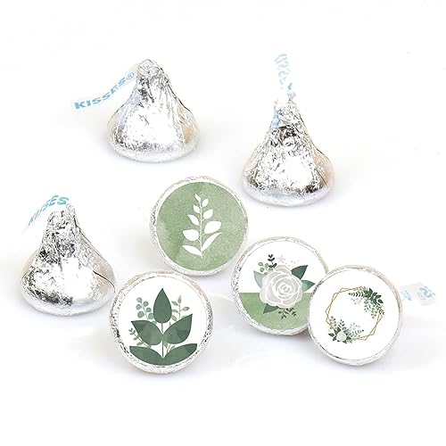 Big Dot of Happiness Boho Botanical - Greenery Party Round Candy Sticker Favors - Labels Fit Chocolate Candy (1 Sheet of 108)