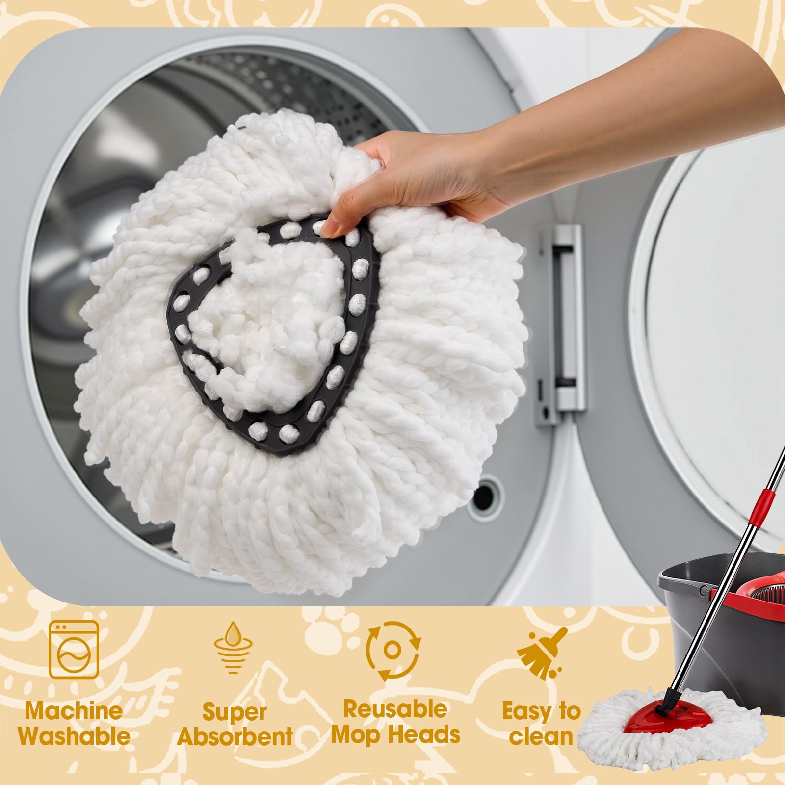 20 Pack Spin Mop Replacement Heads,100% Microfiber Mop Heads Replacements Compatible with OCeda Easywring 1-Tank System,Spinning Mop Replace Head