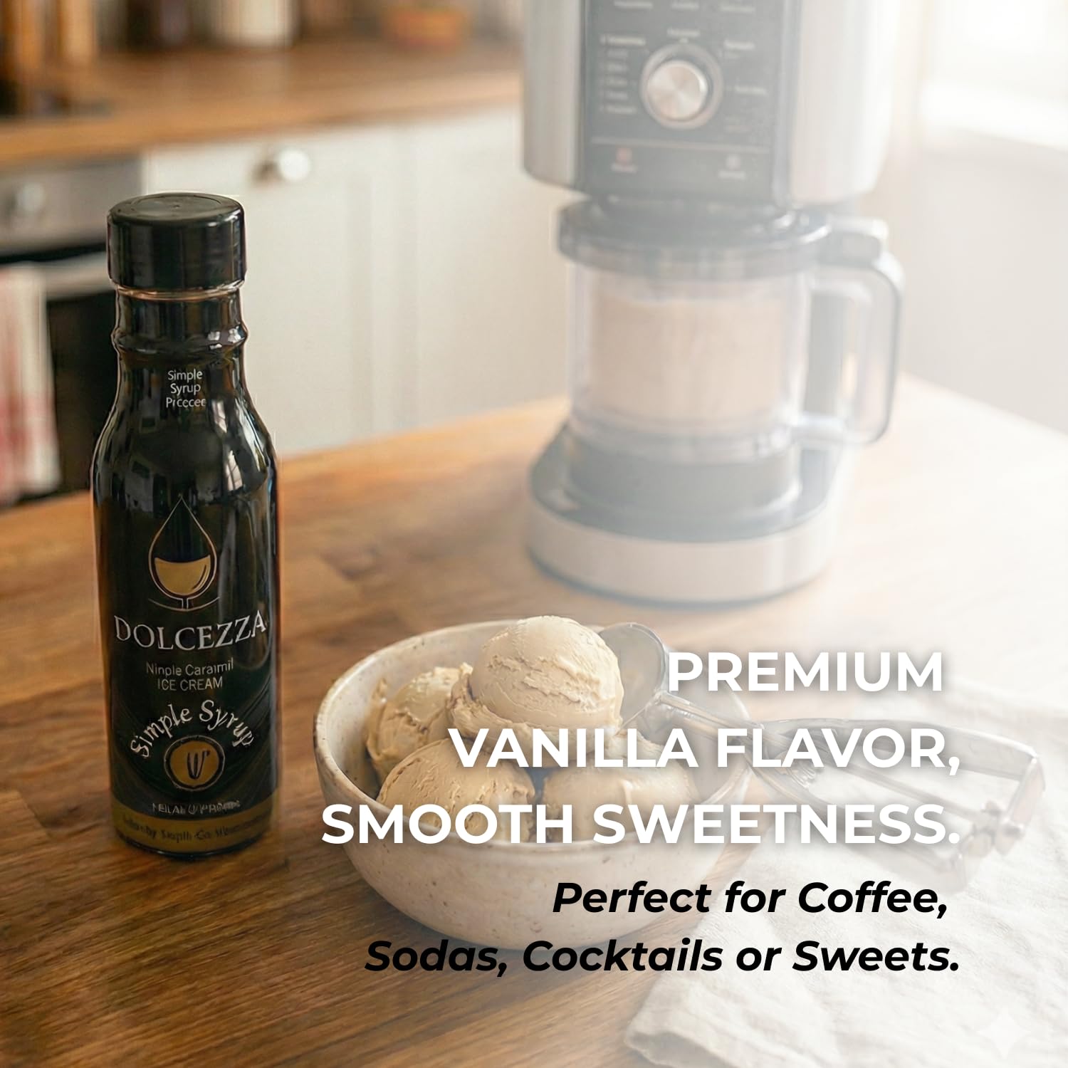 Dolcezza Allulose Syrups, All Natural Low Sugar Sweetener for Coffee, Baking, and Drinks. Keto Friendly Monkfruit Blend. No Stevia or Artificial Sweeteners, No Aftertaste. (12 fl oz, Simple Syrup)