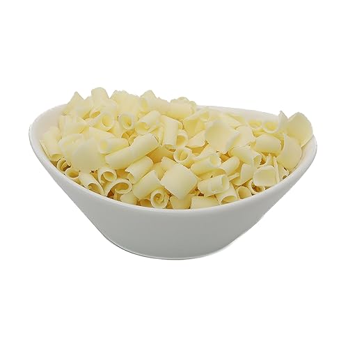 White Chocolate Shaved Curls, OliveNation White Chocolate Curls, Elegant Belgian Chocolate Edible Blossom Curls for Topping, Garnish & Decoration - 1