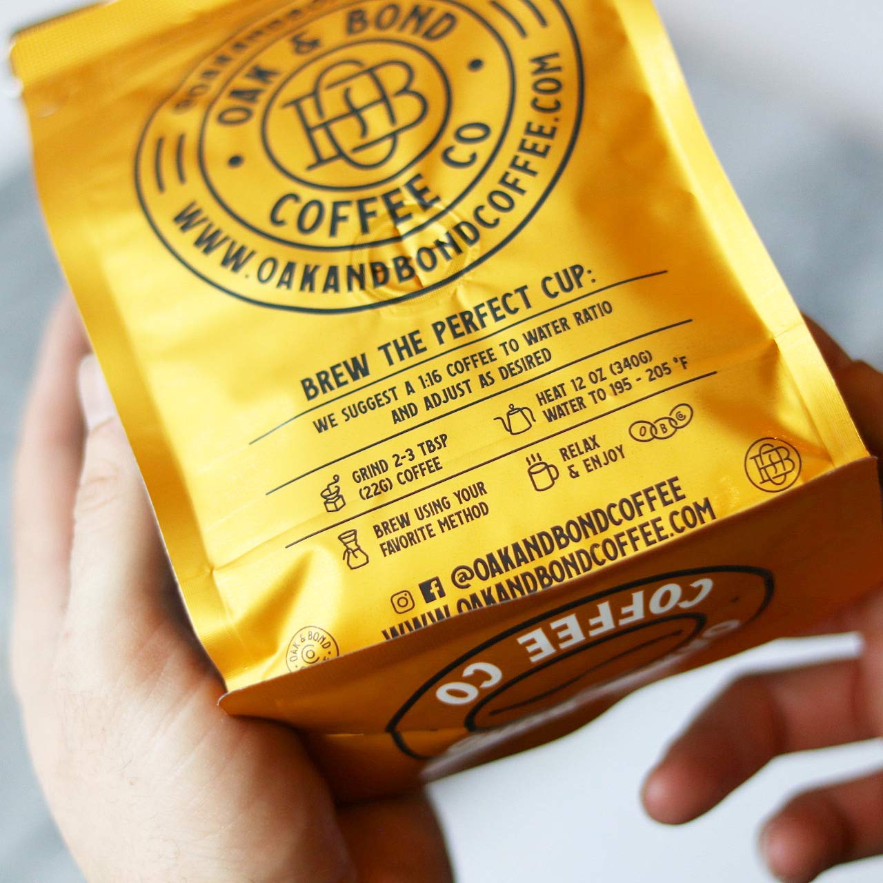 Oak & Bond Coffee Co. Colombia Single Origin Coffee, Medium Roast, 100% Arabica, Whole Bean -12 oz. Bag