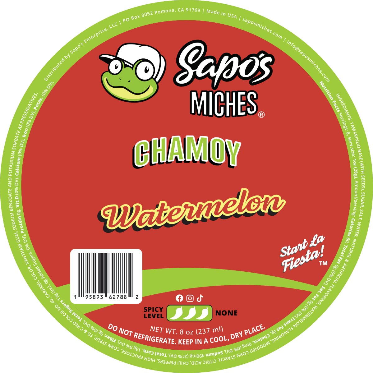 Sapo's Miches Chamoy Rim Dip - Tamarind Candy Sauce for Drinks, Micheladas & Cocktails, 8 oz (Watermelon)