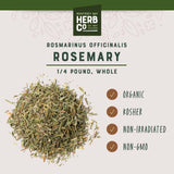 Organic Rosemary Whole, by Herb Co, Rosmarinus Officinalis, from Morocco, Kosher, for Cooking, Skin & Hair Formulations, Perfumes & Colognes, 1/4 lb