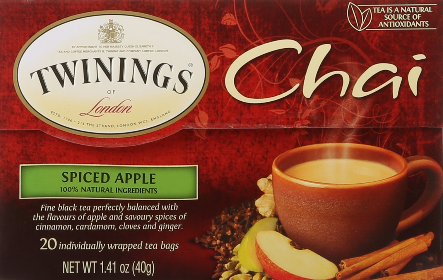 Twinings of London Apple Spice Chai Tea Bags, 20 Count