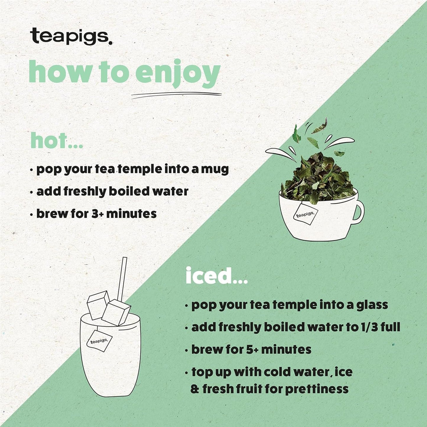 Teapigs Green Tea With Mint Bags Made With Whole Tea Leaves, Natural Ingredients, Non-GMO, Refreshing Moroccan Style – 50 Count (1 Pack of 50