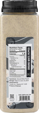 Soeos Ground White Pepper, 18oz (510g), Non-GMO, Kosher Certified, Fresh, Aromatic and All-Natural, White Peppercorns Powder, Perfect for Barbecue