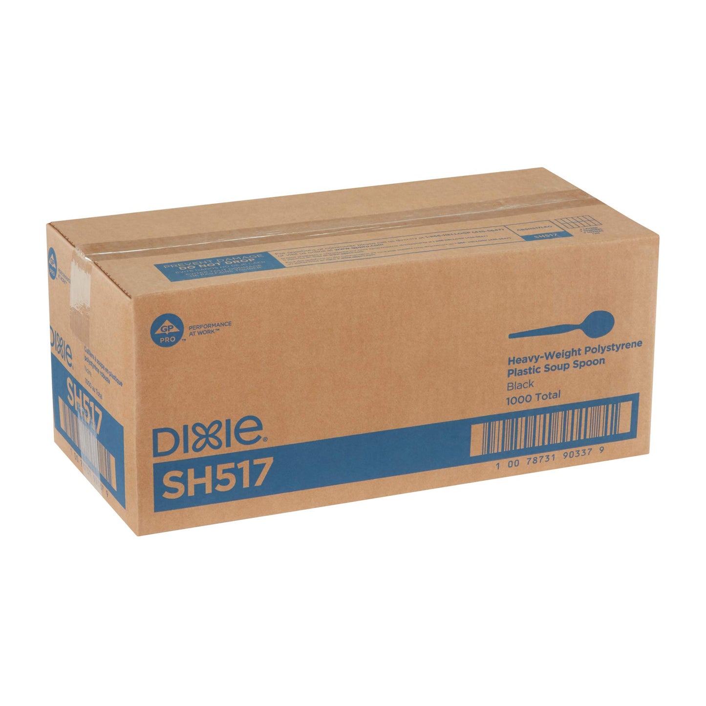 Dixie 5.75" Heavy-Weight Polystyrene Plastic Soup Spoon by GP PRO (Georgia-Pacific), Black, SH517, (Case of 1,000), 1 Box/Case