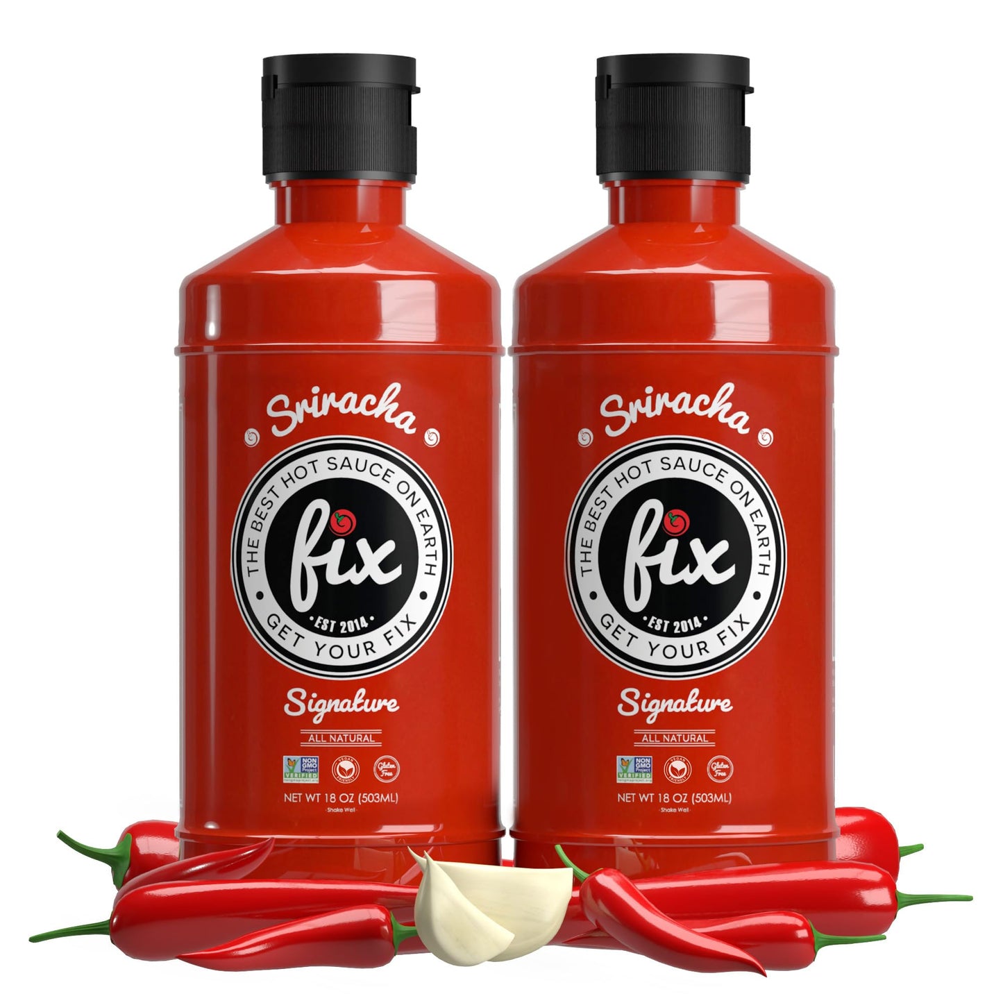 Fix Hot Sauce, Sriracha Sauce - Sriracha Chili Sauce, Organic Red Chili Peppers, Spicy & Bold Flavor, Non-GMO, Gourmet, Sriracha Sauce Hot, Great in