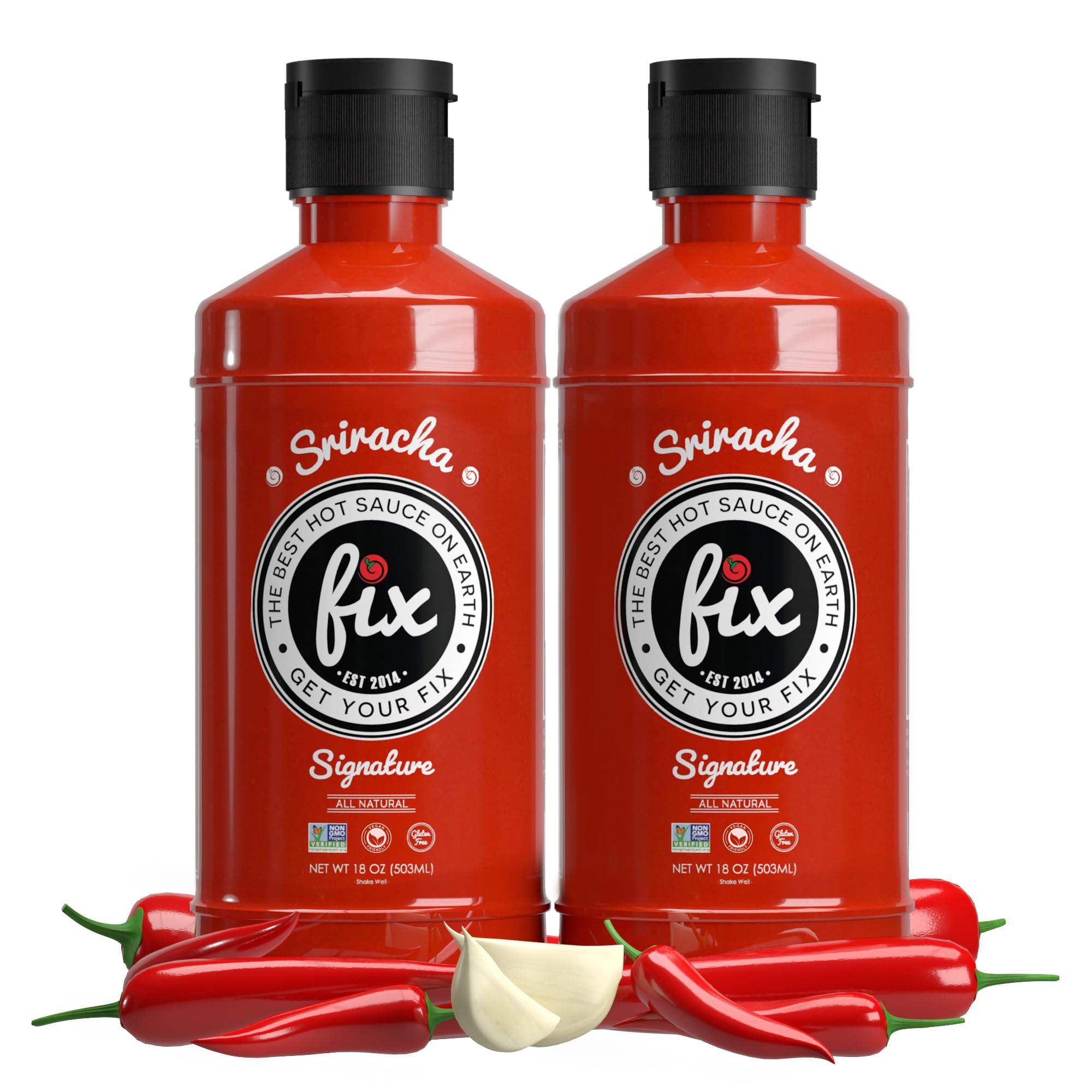 Fix Hot Sauce, Sriracha Sauce - Sriracha Chili Sauce, Organic Red Chili Peppers, Spicy & Bold Flavor, Non-GMO, Gourmet, Sriracha Sauce Hot, Great in