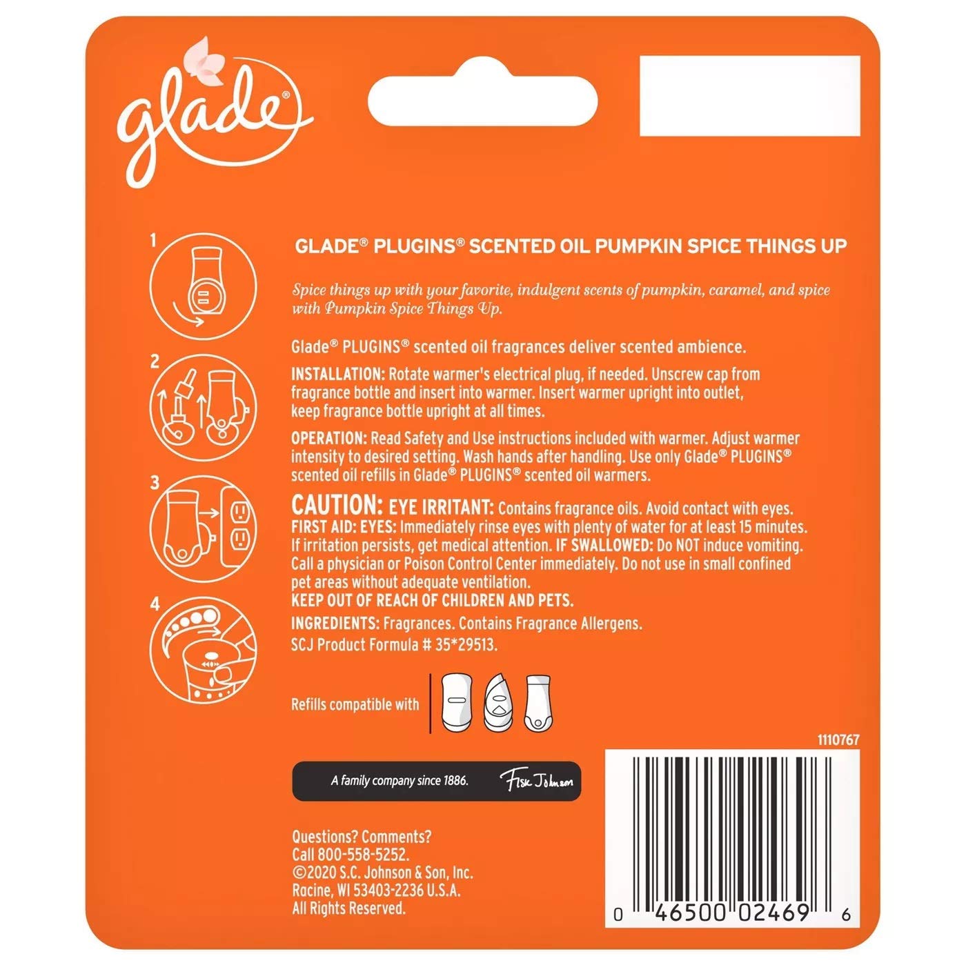 Glade Scented Oil Refills - Pumpkin Spice Things Up - Holiday Collection 2020-2 Count Oil Refills Per Package - Pack of 2 Packages
