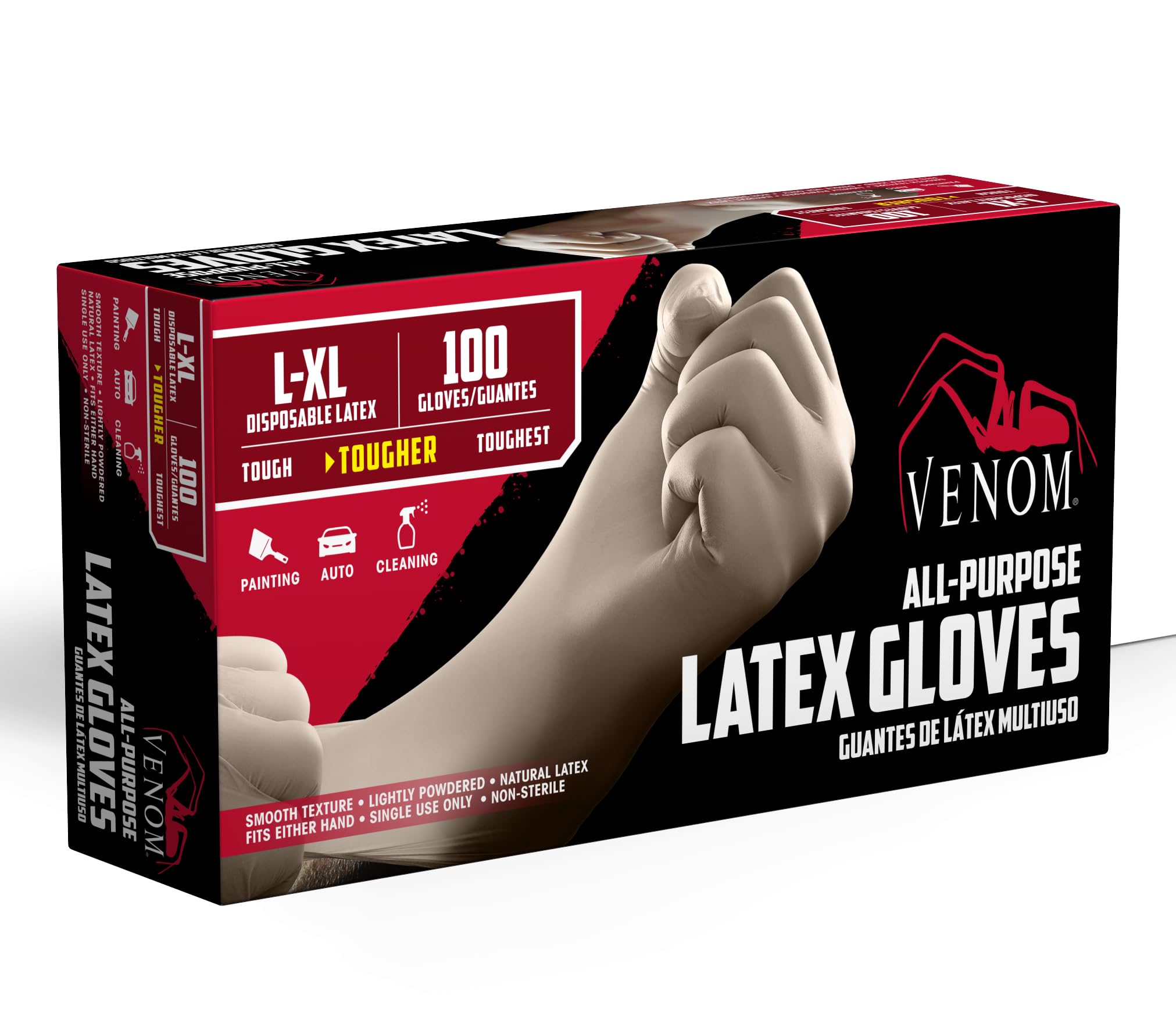 Medline Venom Powdered Latex Multi-Purpose Disposable Gloves, One-Size, 100 Count