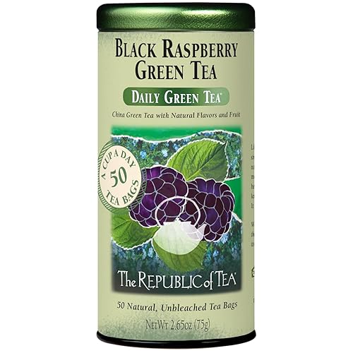 The Republic of Tea - Black Raspberry Green Tea, 50 Tea Bags, Tin | Flavored Berry Tea | Caffeinated