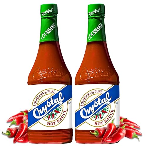 Crystal Hot Sauce 12oz (Pack of 2) - Louisiana's Pure Hot Sauce, Original Flavor - Low Fat - Low Sodium - Perfect for Spicing Up Sandwiches, Soups