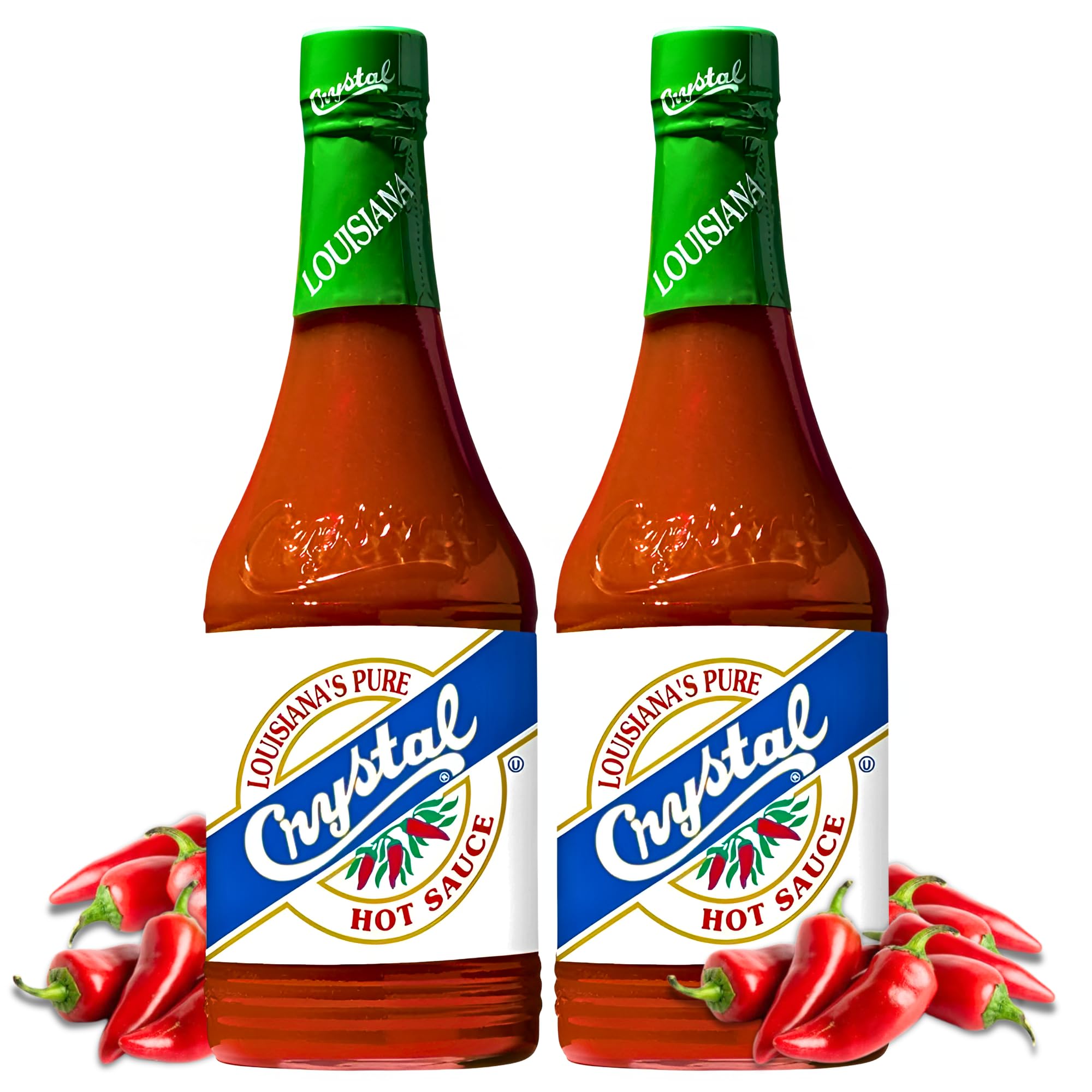 Crystal Hot Sauce 12oz (Pack of 2) - Louisiana's Pure Hot Sauce, Original Flavor - Low Fat - Low Sodium - Perfect for Spicing Up Sandwiches, Soups