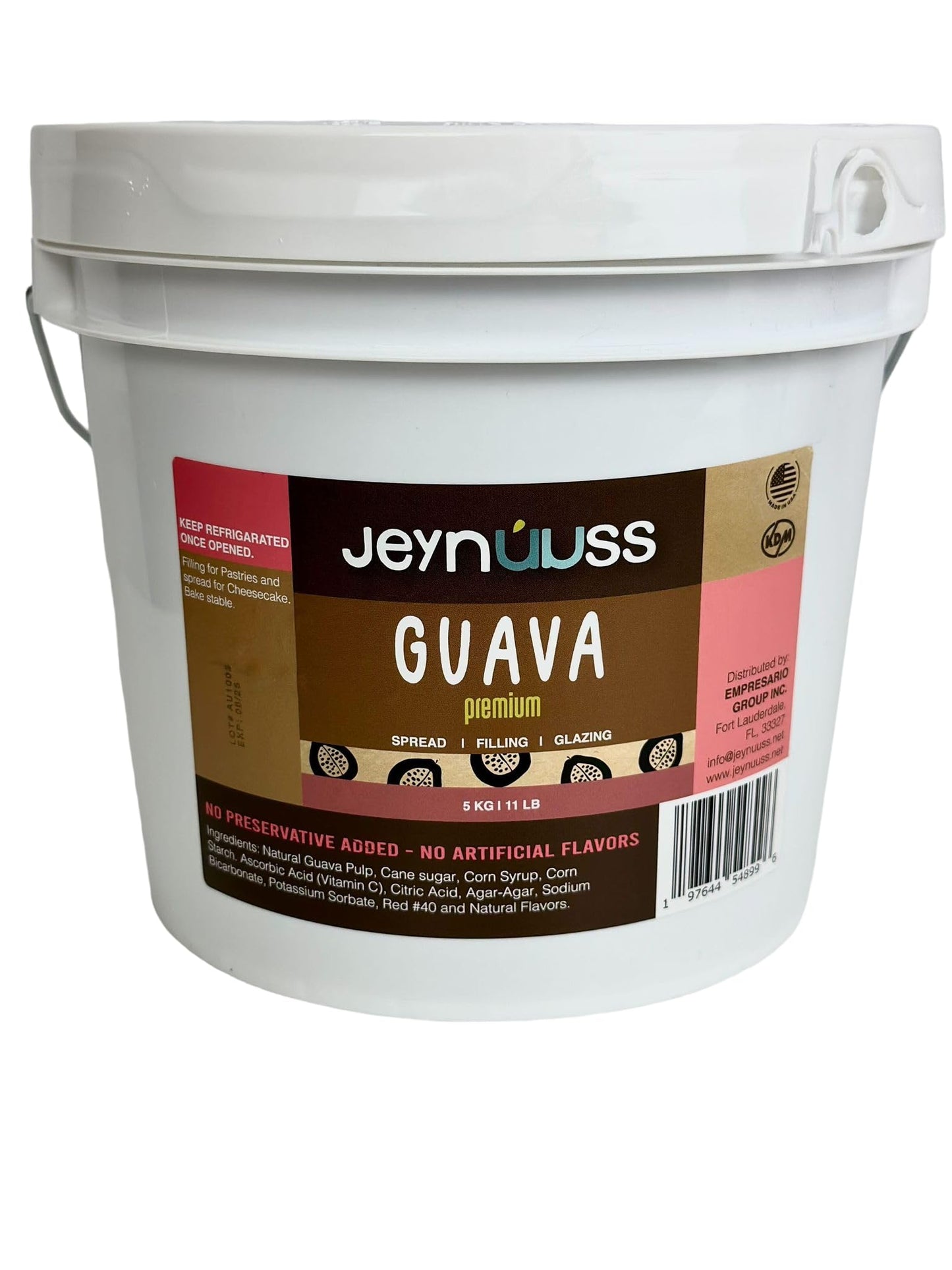 Jeynuuss Premium Guava Cake and Pastry Filling, (11 LB) Bulk Guava Paste for Baking, Pies, Donuts & Empanadas - Kosher & Gluten-Free - Gourmet Fruit