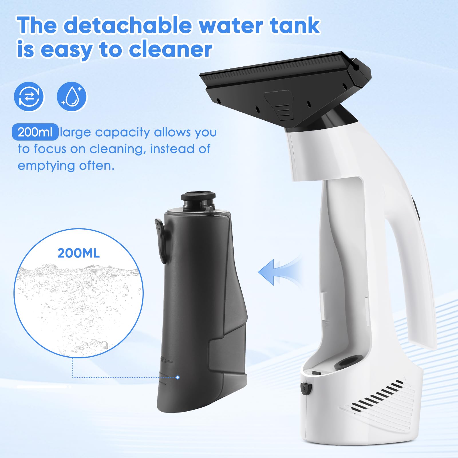 Window Vacuum Squeegee Cordless, Handheld Window Vac with Multi-Purpose Spray Bottle & Microfiber Cloth, Electric Cleaning Tool for Windows, Mirror
