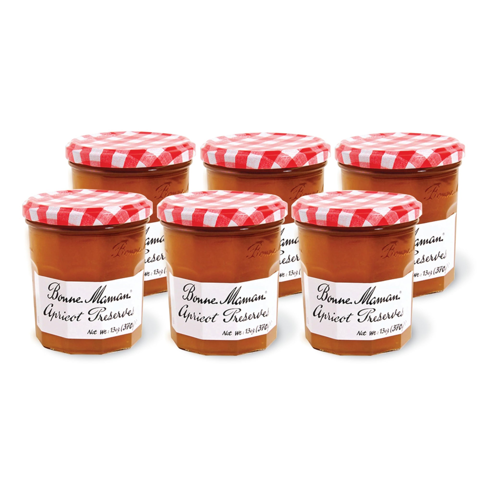 Bonne Maman Apricot Preserves, 13 oz Glass Jars (Pack of 6) - Non-GMO, Made with Simple Ingredients