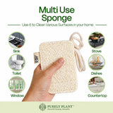 Purely Plant Loofah Dish Sponge 6 Pack-Non Toxic, 100% Plastic Free, Compostable & Biodegradable Premium Kitchen Scrubber, Plant Based, Non-Scratch