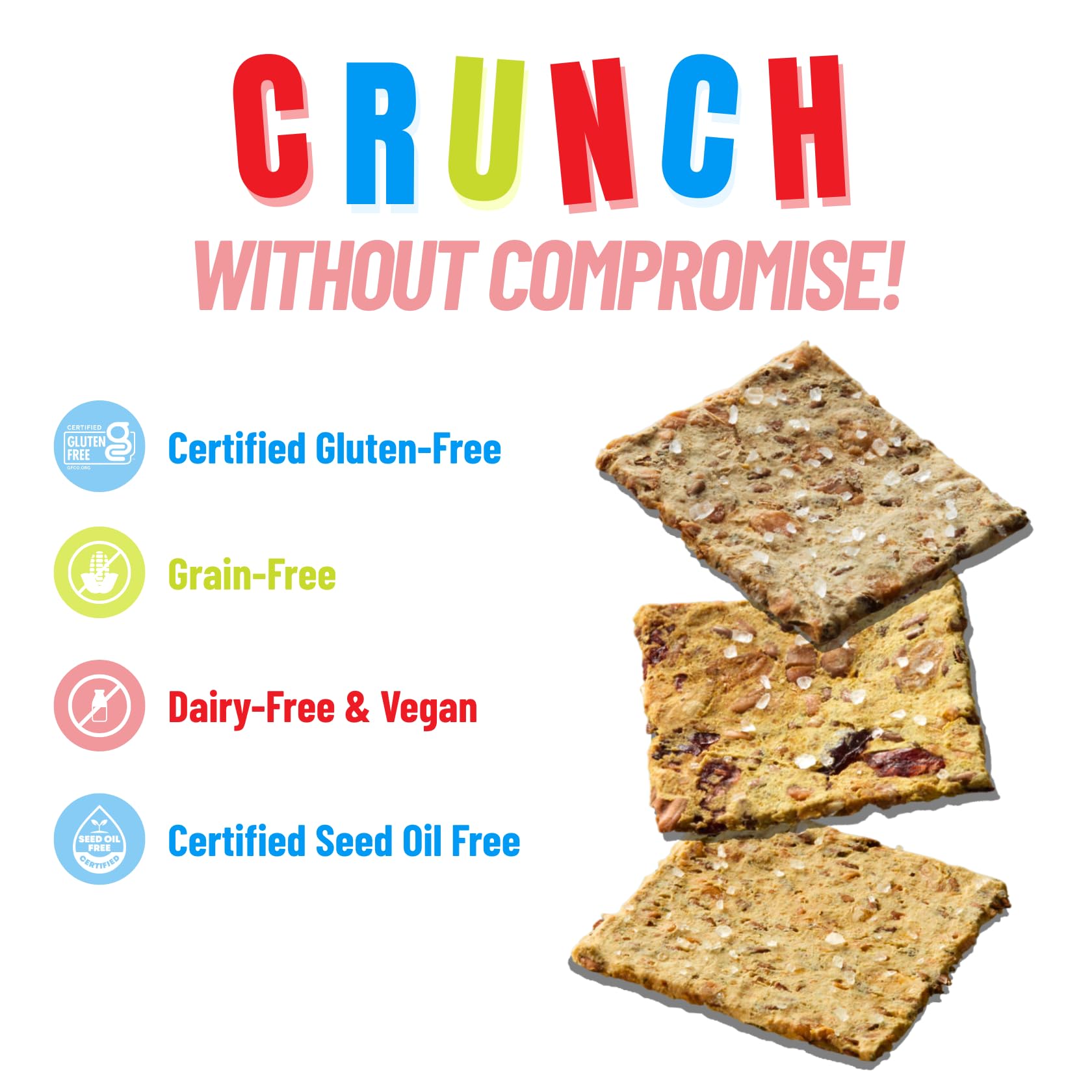 Every Body Eat Crispbread Crackers, Variety Pack - Gluten Free, Grain Free, Vegan, Dairy Free, and Seed Oil Free (5 Ounce Pack of 3)