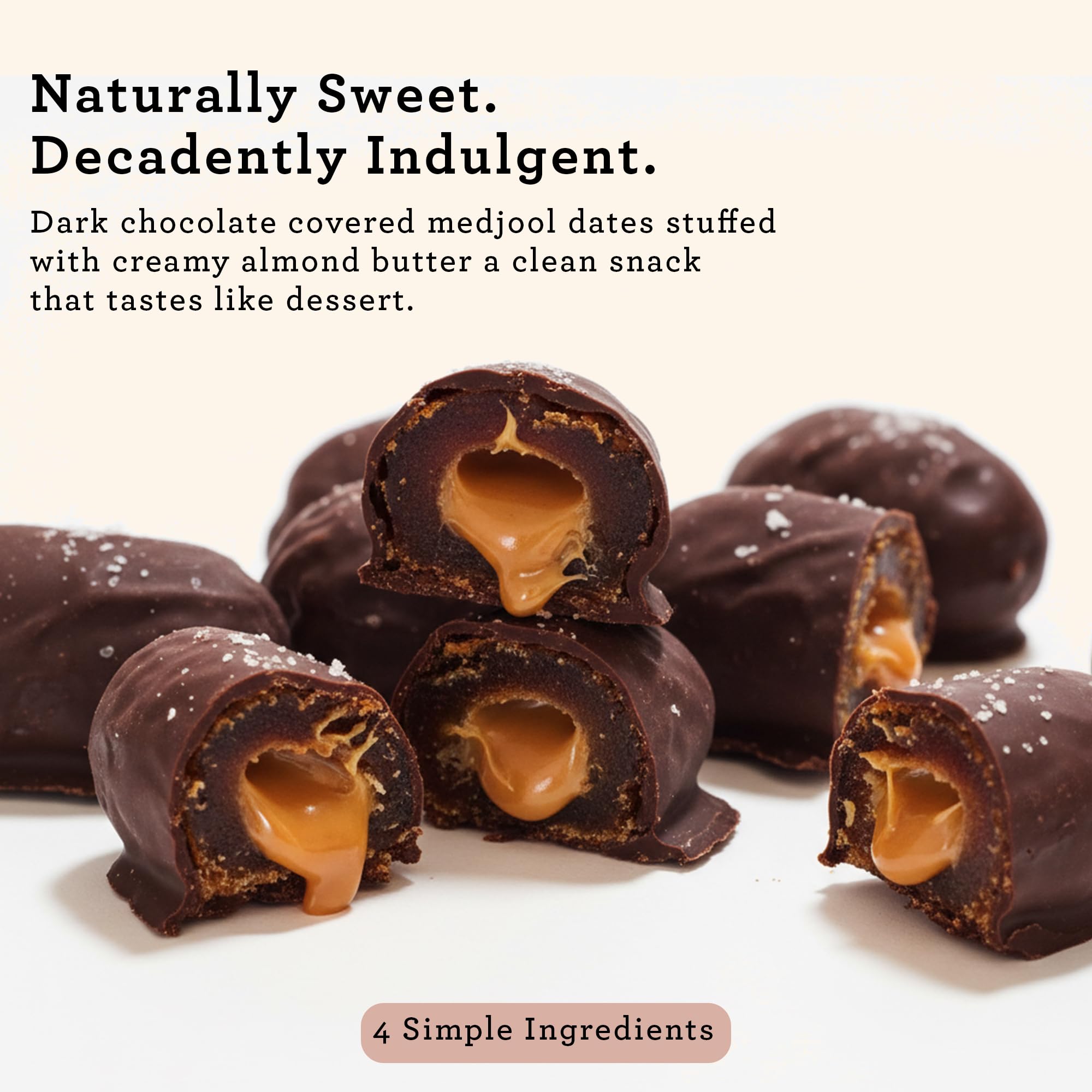 DARK CHOCOLATE COVERED DATES STUFFED WITH NUT BUTTER (Vegan, Gluten Free) BATEAUX (Almond Butter)
