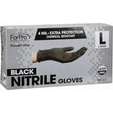ForPro Disposable Nitrile Gloves, Chemical Resistant, Powder-Free, Latex-Free, Non-Sterile, Food Safe, 4 Mil, Black, Large, 100-Count