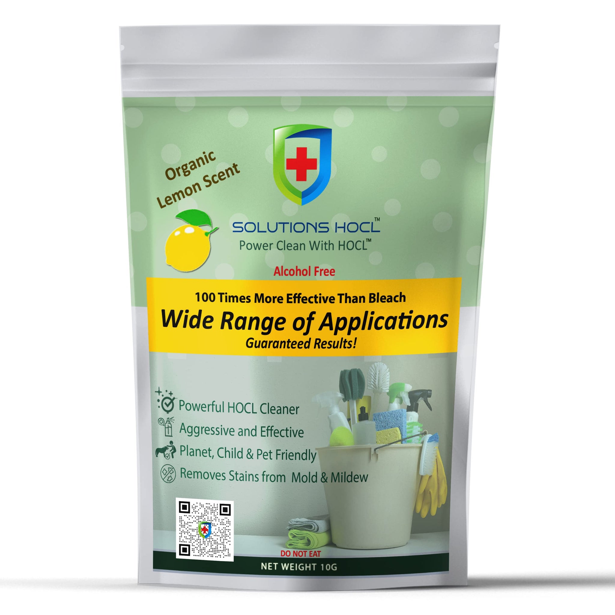 Solution HOCL Powder 10 one gram Individually Packaged Single use packets - (10 grams of total active ingredients) One Gram Packet Makes 1 Gallon (128