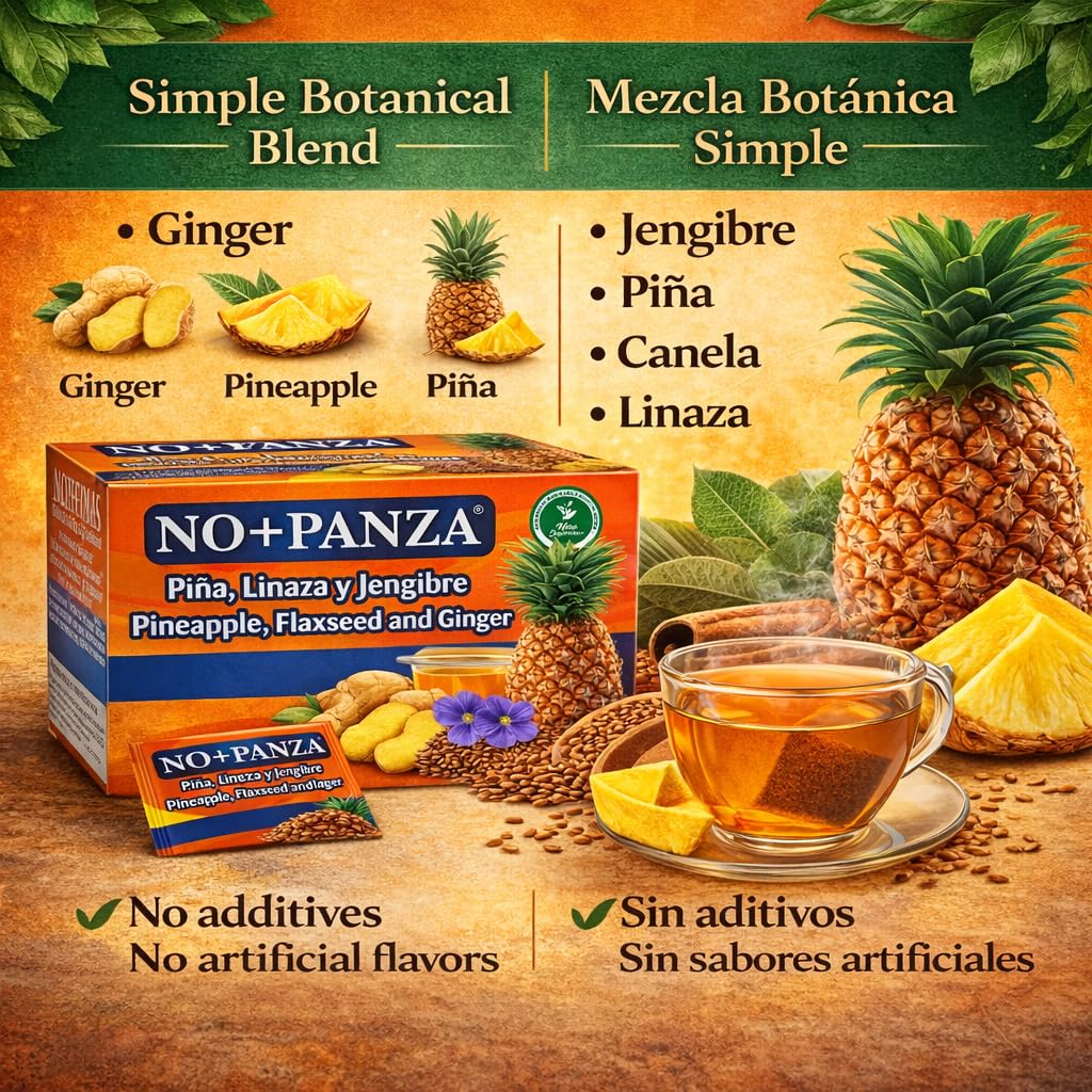 Herbal Tea by High Supreme - 30 Tea Bags,Ginger, Pineapple, Cinnamon & Flaxseed - 100% Natural,Vegan, Caffeine-Free Infusion-Traditional Herbal Blend