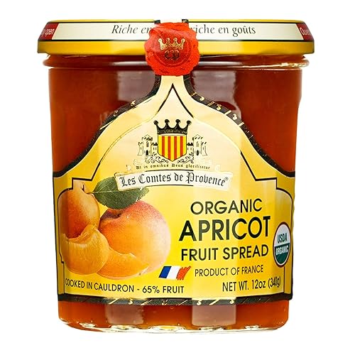 Apricot Jam Spread USDA Organic Preserve - 12 OZ / 340 G - Made in France Traditional Jam Non GMO Gluten Free