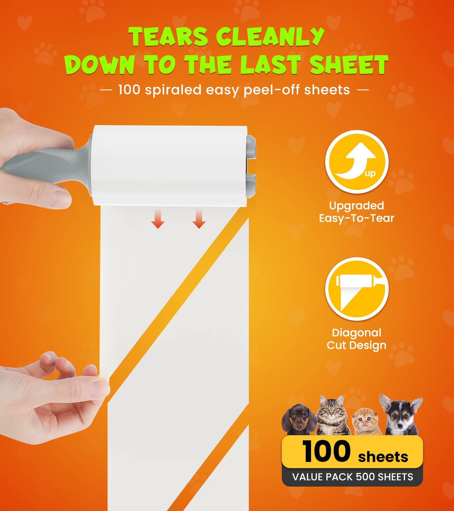 KONIZY Lint Rollers for Pet Hair Extra Sticky, 500 Sheets Mega Value Set Roller with 2 Upgraded Handles, 5 Portable Lint Roller for Clothes