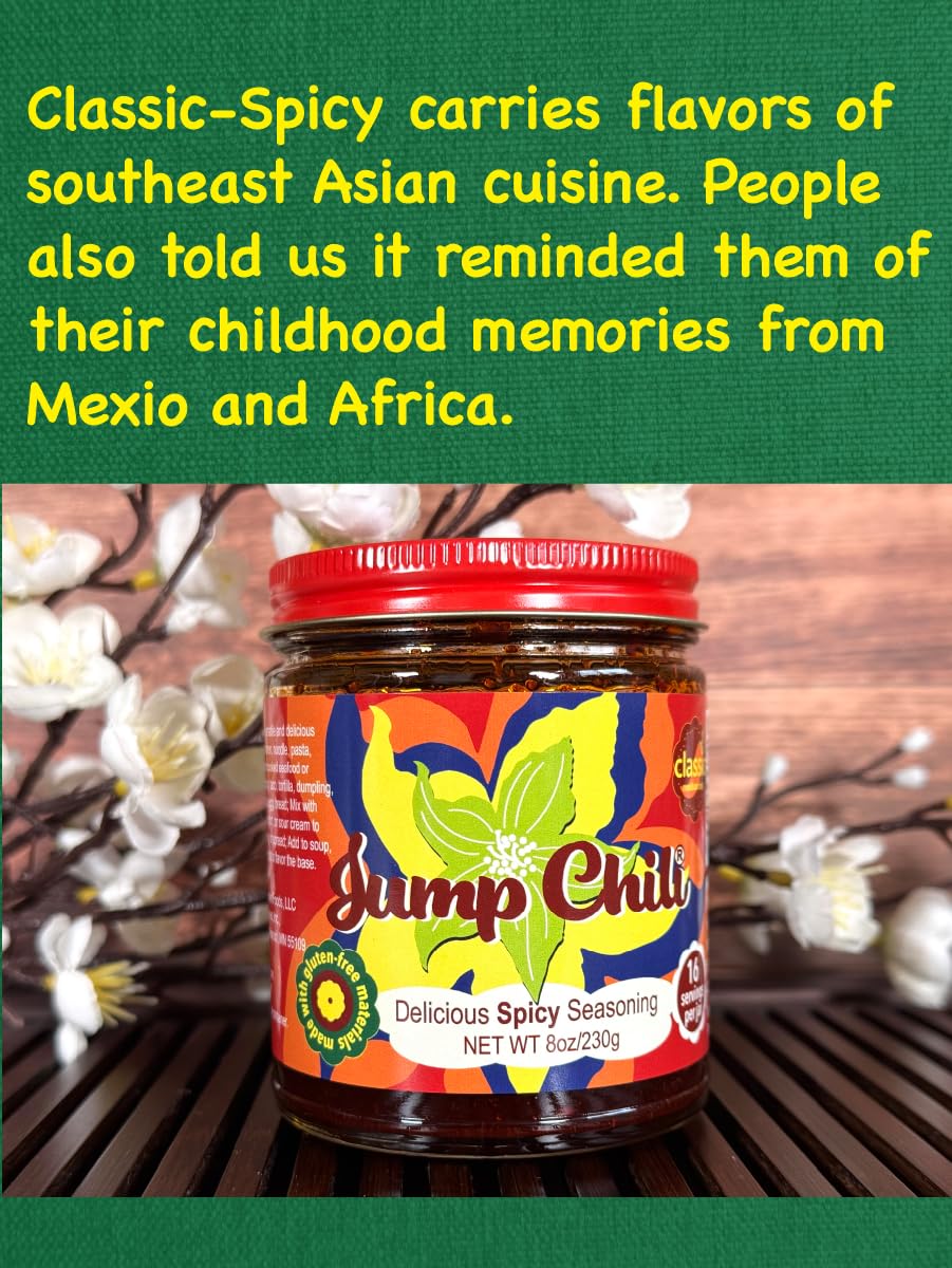 Jump Chili Classic - Spicy (8 oz/230g), more than Chili Oil with layers of flavors, Gluten-free.