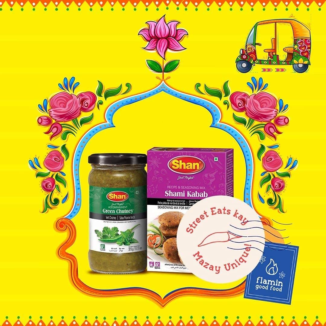 Shan Shami Kabab Recipe and Seasoning Mix 1.76 oz (50g) - Spice Powder for Traditional Meat & Lentil Patties - Suitable for Vegetarians - Airtight Bag