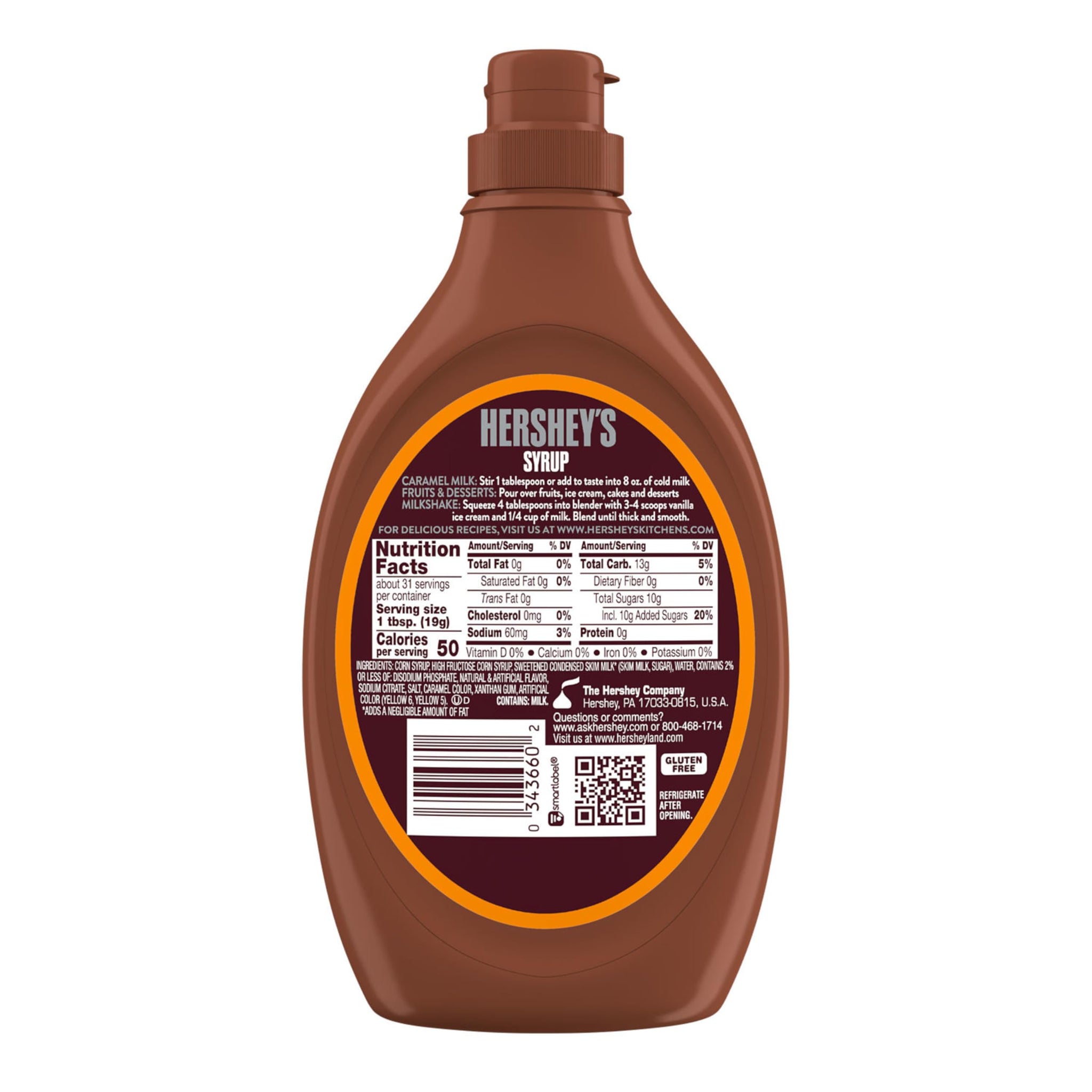 HERSHEY'S Caramel Flavored Syrup Bottle, 22 oz