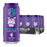 Gorilla Mind Energy Drink | Unmatched Energy · Amplified Focus | N-Acetyl-L-Tyrosine, Alpha-GPC, 200mg Caffeine, Uridine, Saffron | 0 Sugar Or
