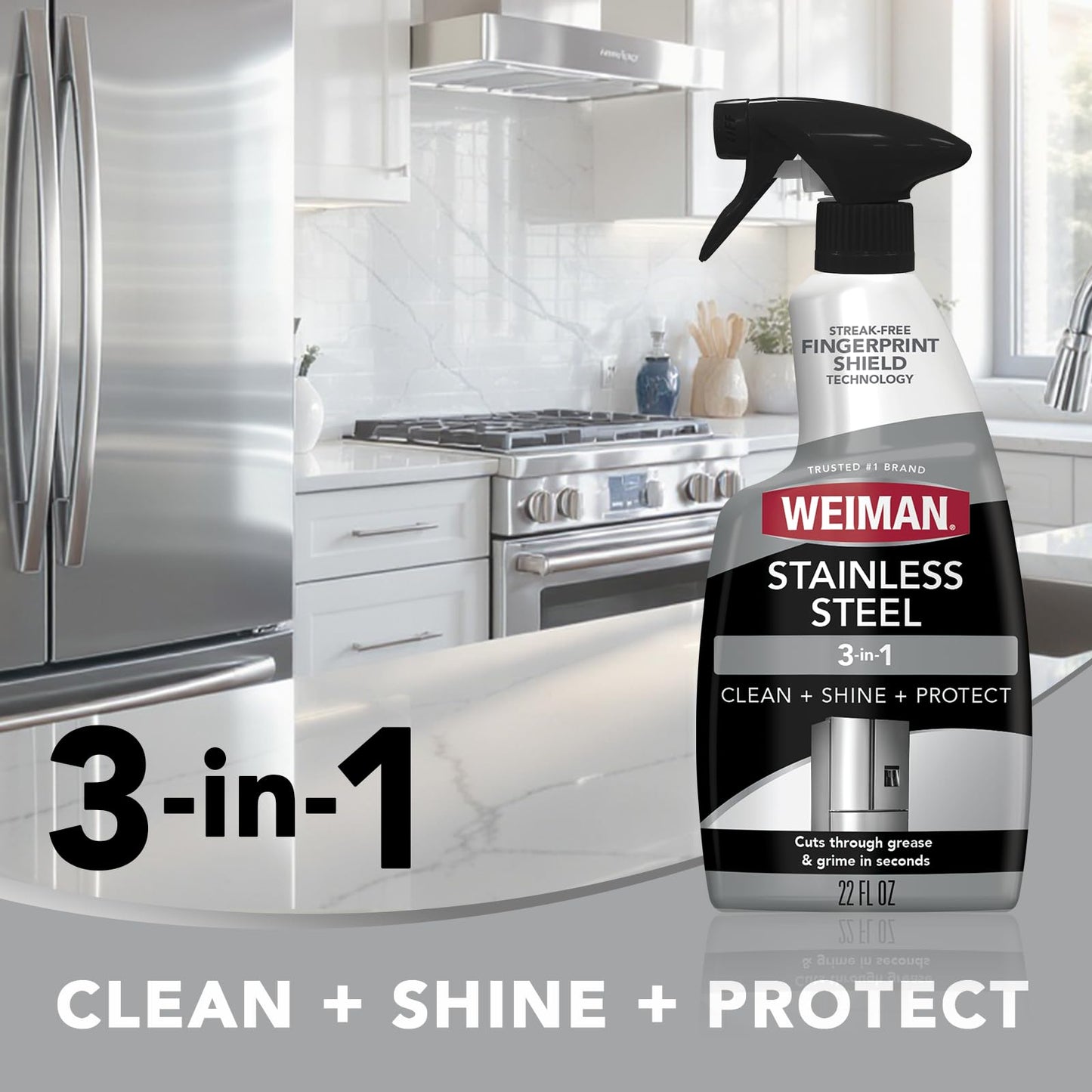 Weiman Stainless Steel Cleaner & Polish, 6 Pack, Anti Fingerprint Spray, Water Spots & Grease, No Streaks or Residue, Safe for Metal Polish, Chrome