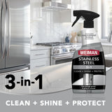 Weiman Stainless Steel Cleaner & Polish, 6 Pack, Anti Fingerprint Spray, Water Spots & Grease, No Streaks or Residue, Safe for Metal Polish, Chrome