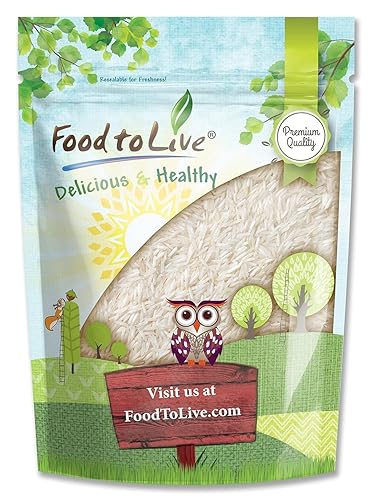Food to Live Long Grain White Rice, 5 Pounds Raw, Vegan, Kosher. Easy to Cook. Stays Separate and Fluffy. Rich in Iron and Low in Fat. Great as Side Dish. Perfect for Stuffing, Pilafs, and Salads