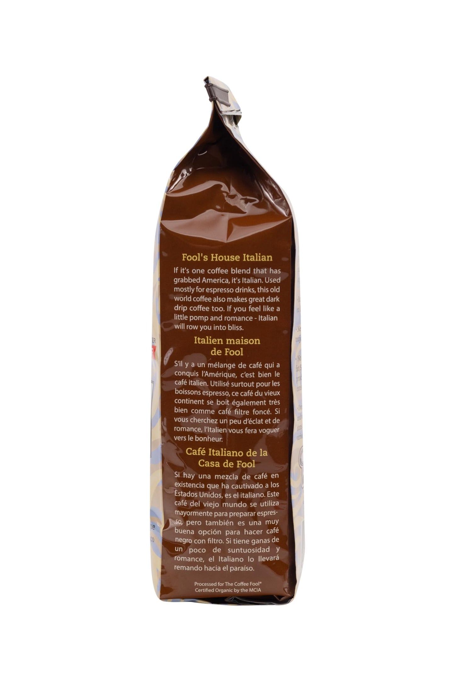 Coffee Fool's Decaf Organic Fair Trade House Italian (Very Fine Grind)