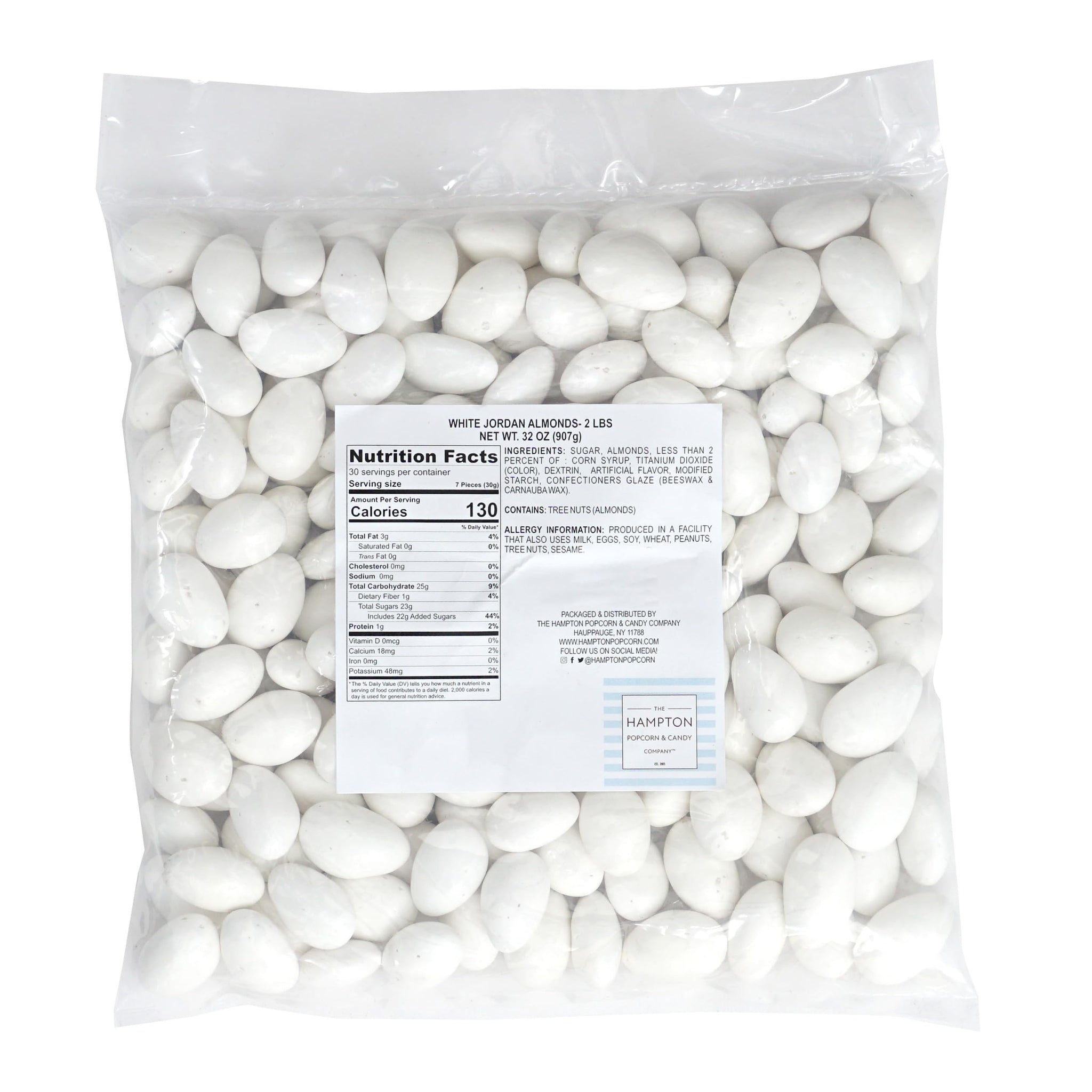 White Jordan Almonds, 2 Pound Jordan Almonds Bulk Bag, White Candy, Wedding Candy Favors, Events & Holidays
