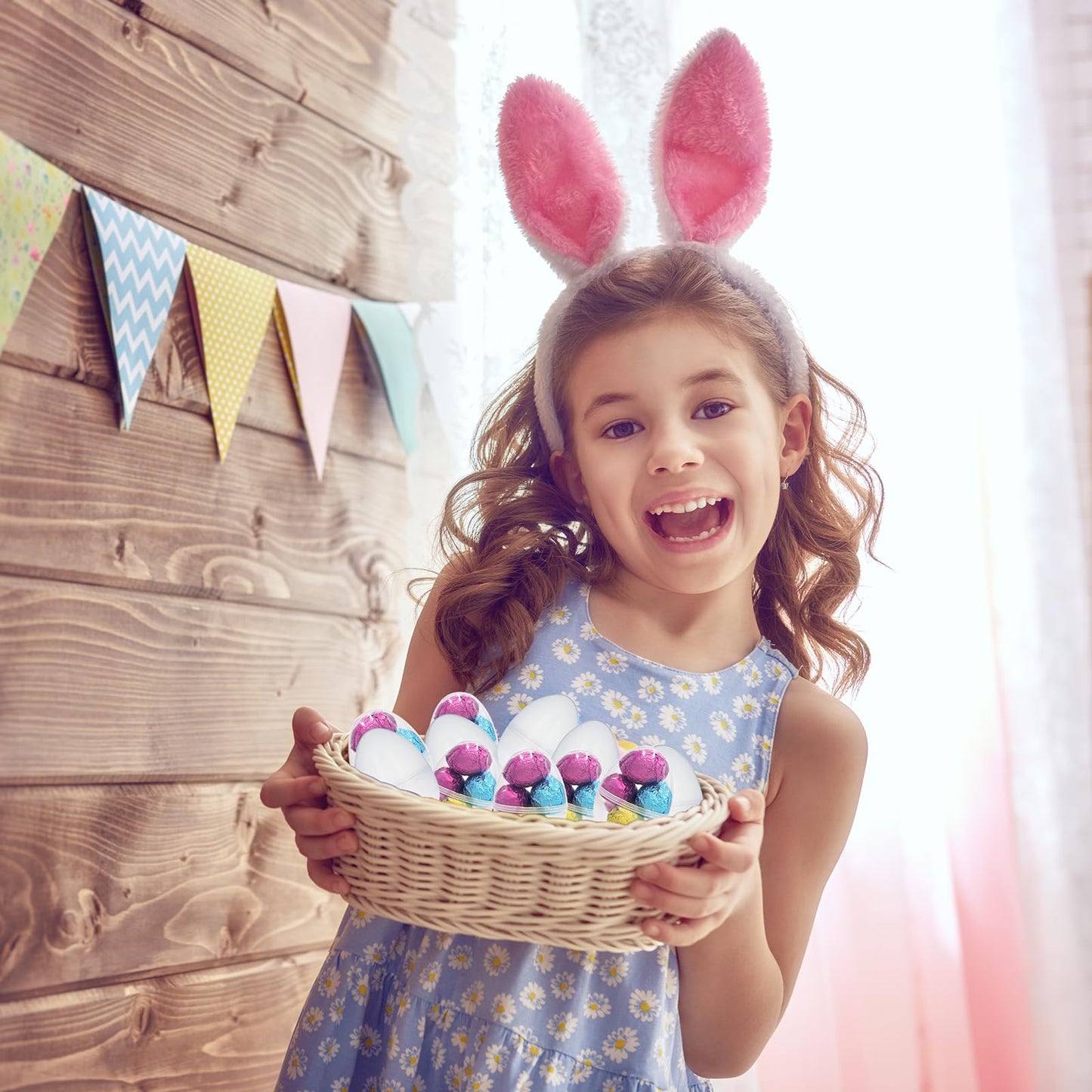 Chochkees Fillable Transparent Easter Eggs with Hinge Bulk Clear Bright Plastic Easter Eggs, Perfect for Easter Egg Hunt, Surprise Egg, Easter Hunt