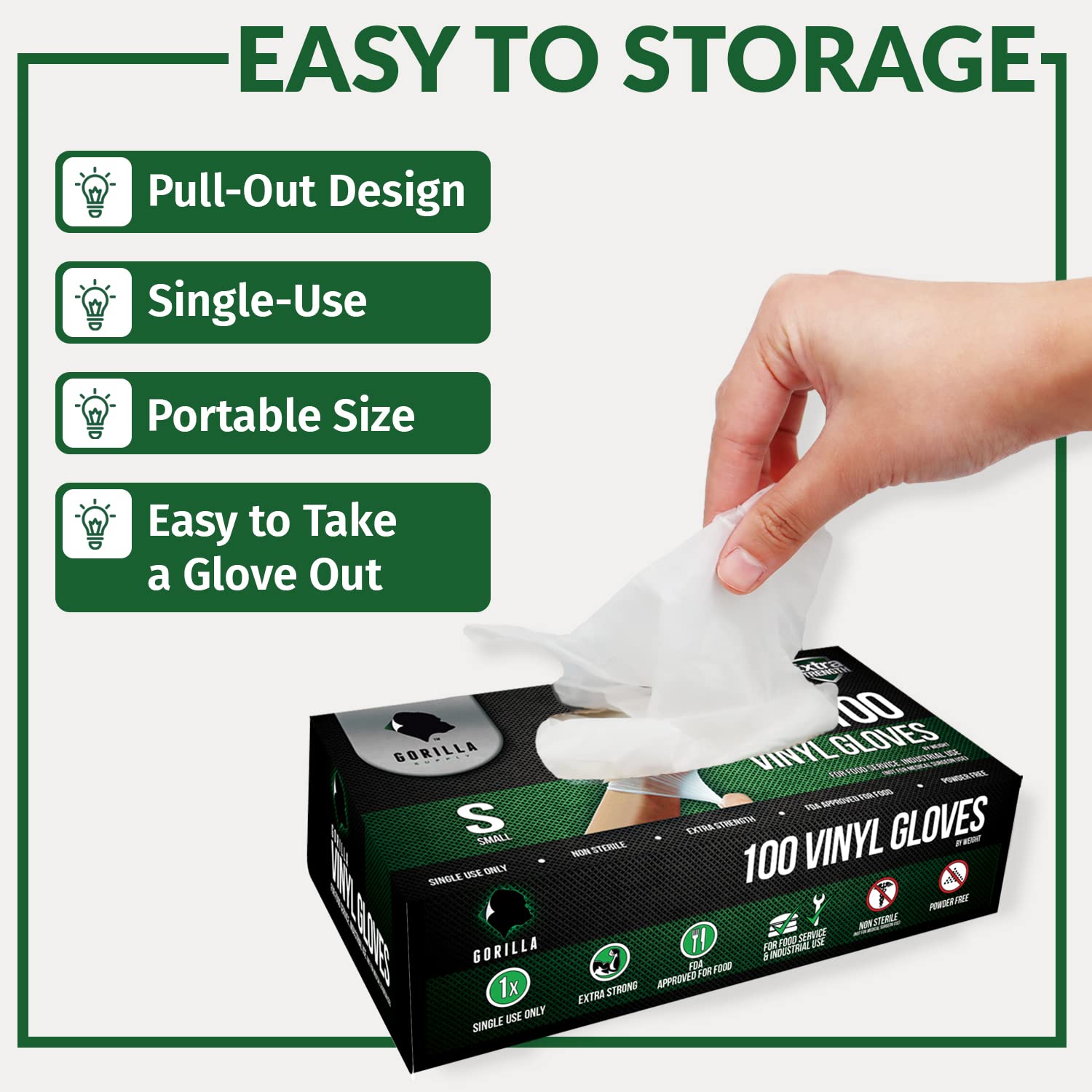 GORILLA SUPPLY Disposable Heavy Duty Vinyl Gloves Latex Free Powder Free, BPA Free Food Safe Grade Disposable Glove, Medium M, 1000 Count