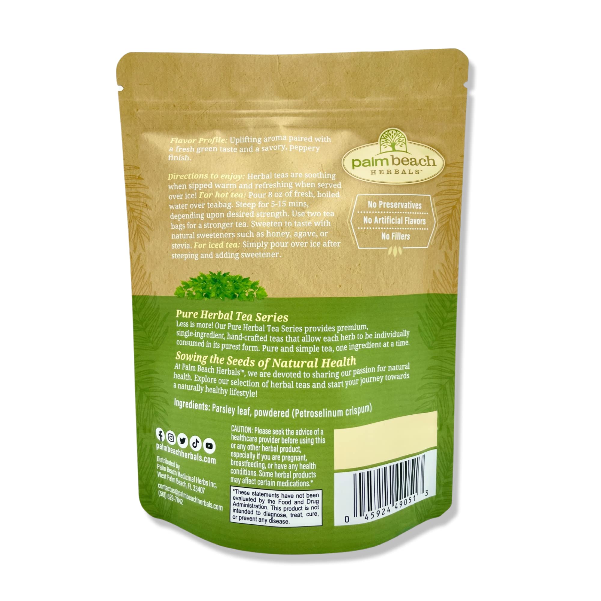 Palm Beach Medicinal Herbs - Parsley Leaf Tea - Pure Herbal Tea Series, 30ct