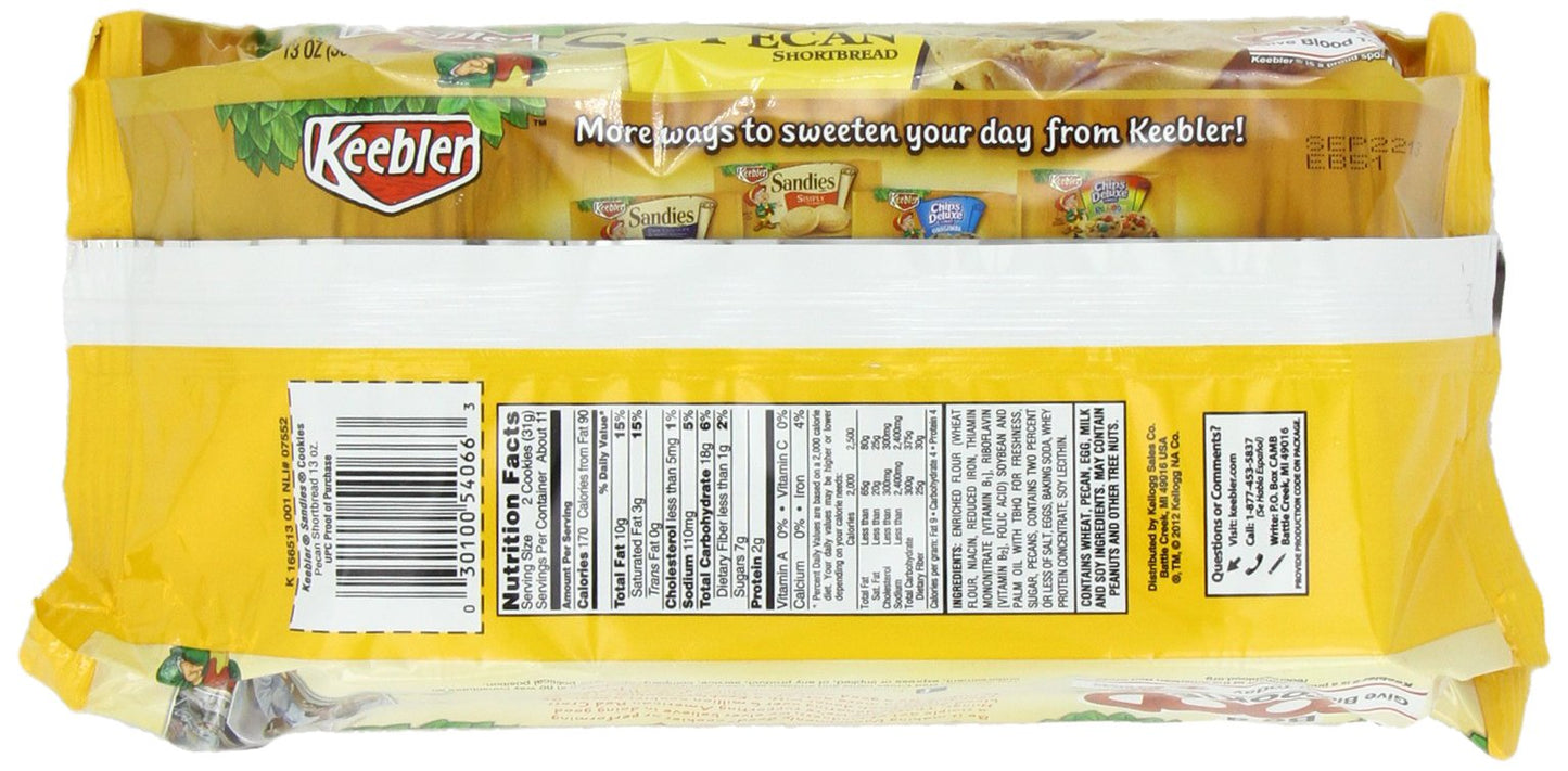 Keebler Pecan Sandies Cookies, 13 Oz (Pack of 6)