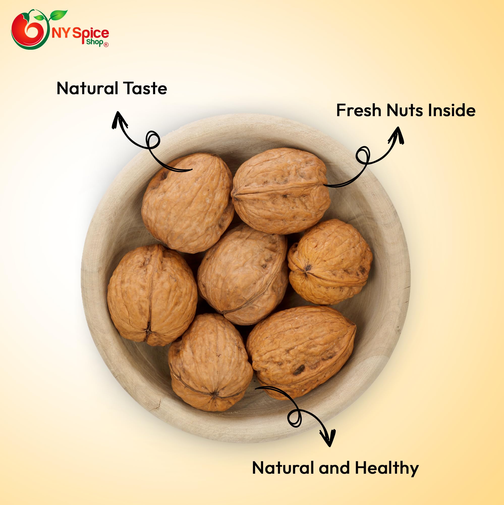 NY Spice Shop Walnuts Whole In Shell - 1 Pound Fresh Shelled Nuts - Shell Walnuts for Baking Cooking Trail Mix Dessert Recipes Pantry Kitchen Use
